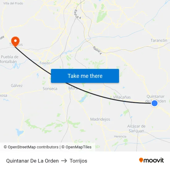 Quintanar De La Orden to Torrijos map