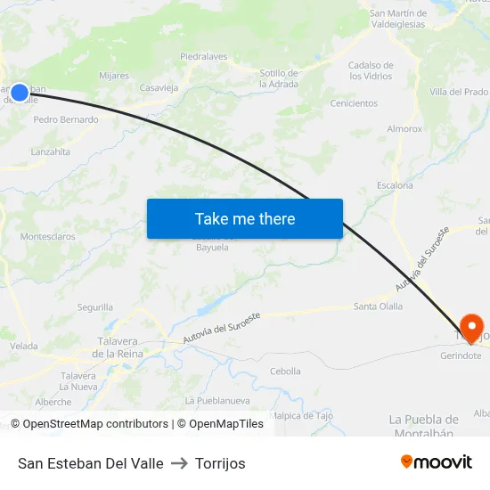 San Esteban Del Valle to Torrijos map