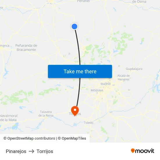 Pinarejos to Torrijos map
