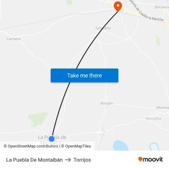 La Puebla De Montalbán to Torrijos map