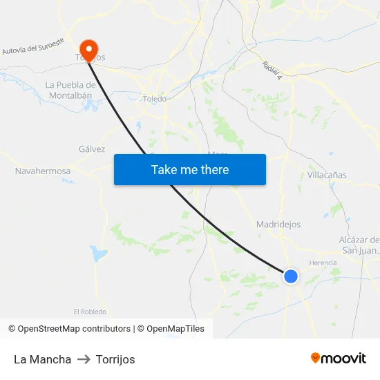 La Mancha to Torrijos map