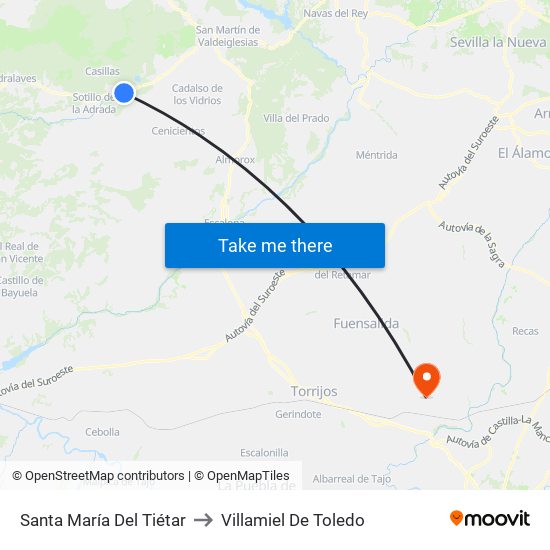 Santa María Del Tiétar to Villamiel De Toledo map