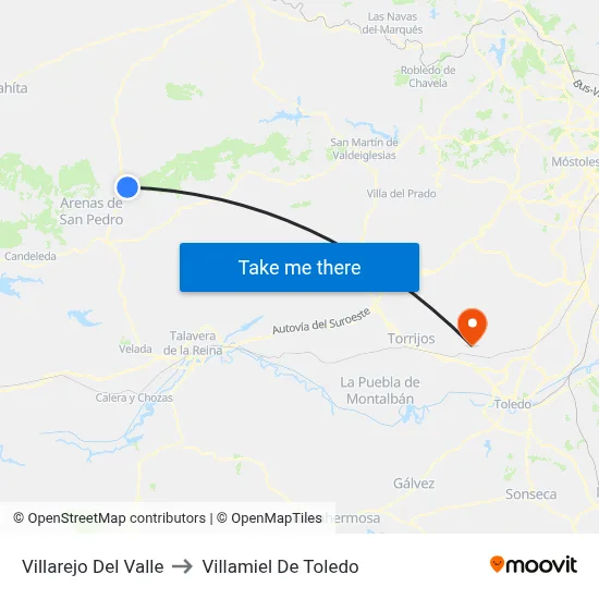 Villarejo Del Valle to Villamiel De Toledo map