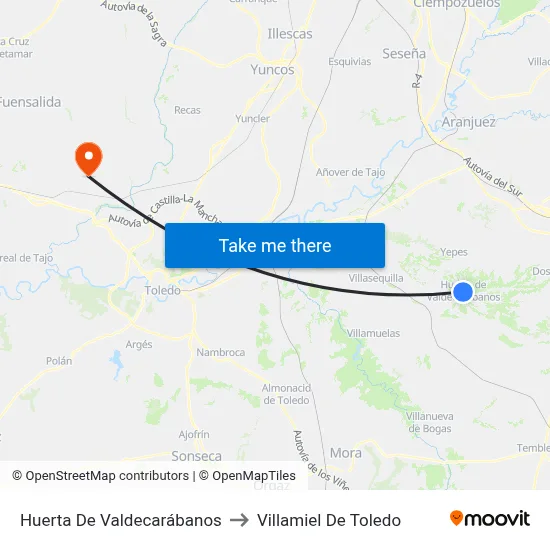 Huerta De Valdecarábanos to Villamiel De Toledo map