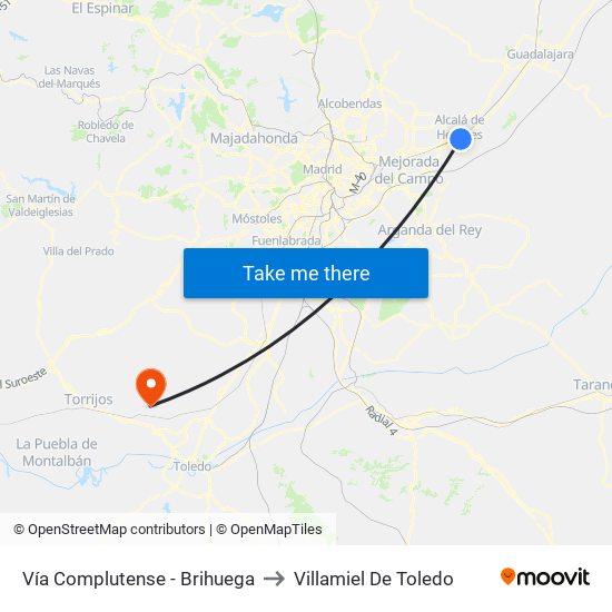 Vía Complutense - Brihuega to Villamiel De Toledo map