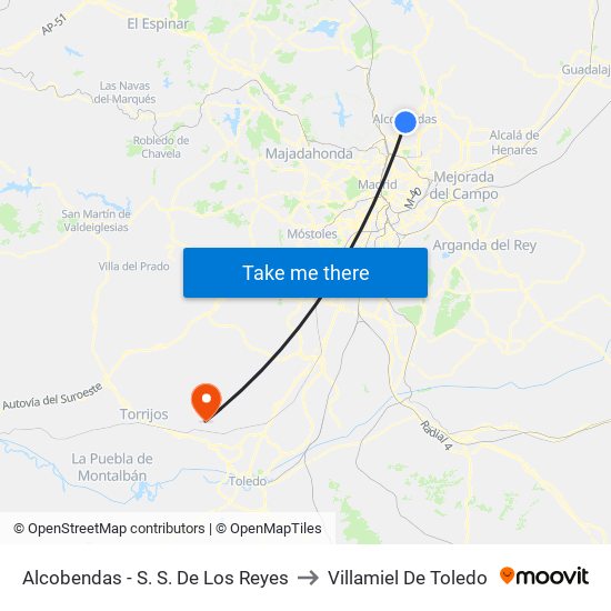 Alcobendas - S. S. De Los Reyes to Villamiel De Toledo map