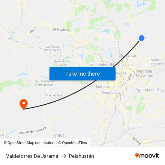 Valdetorres De Jarama to Pelahustán map