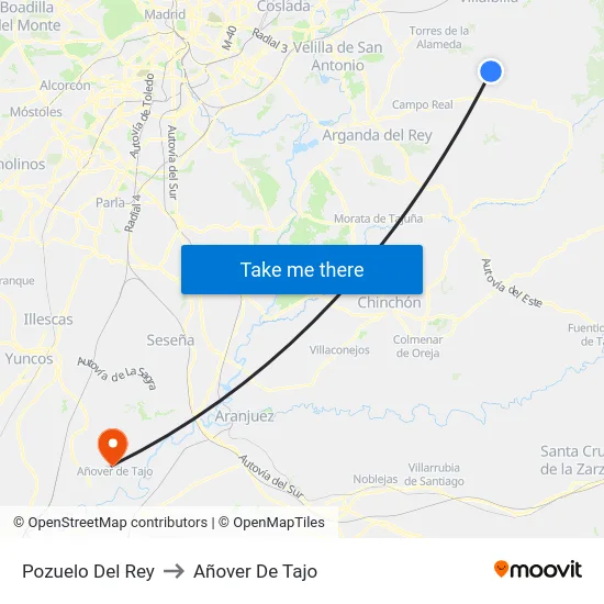 Pozuelo Del Rey to Añover De Tajo map