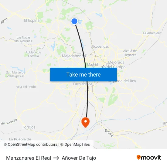 Manzanares El Real to Añover De Tajo map