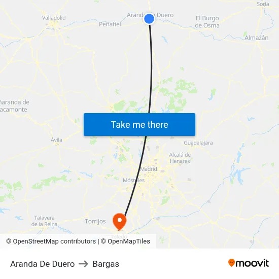 Aranda De Duero to Bargas map
