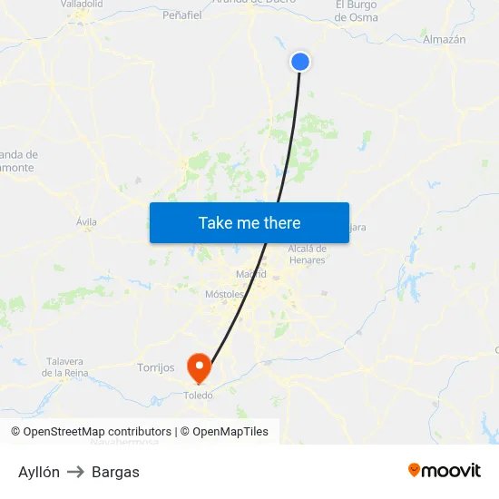 Ayllón to Bargas map