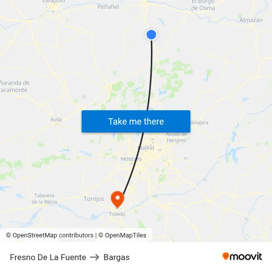 Fresno De La Fuente to Bargas map