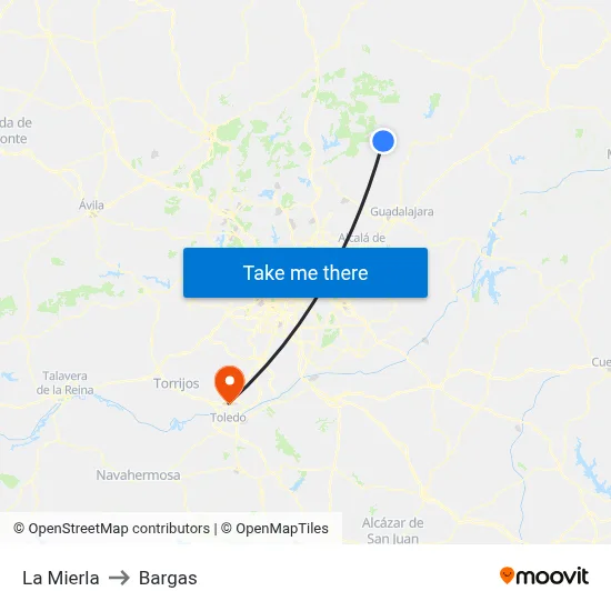 La Mierla to Bargas map