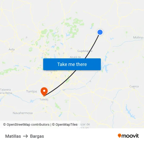 Matillas to Bargas map