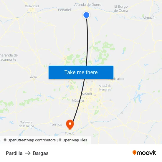 Pardilla to Bargas map