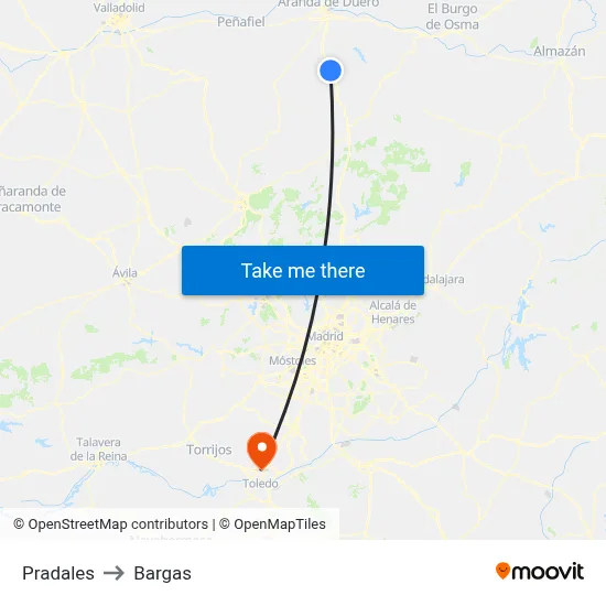Pradales to Bargas map