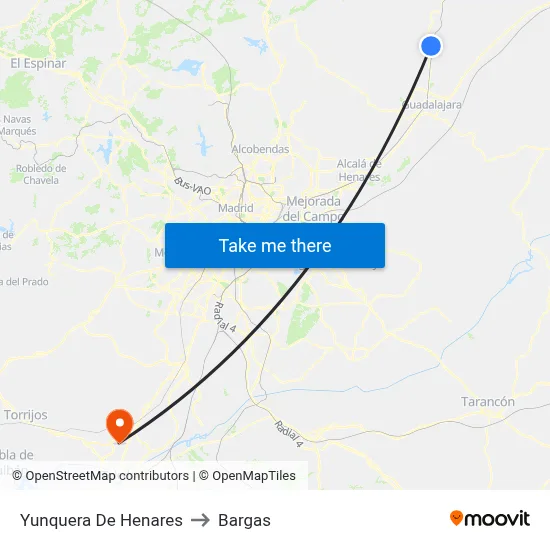 Yunquera De Henares to Bargas map