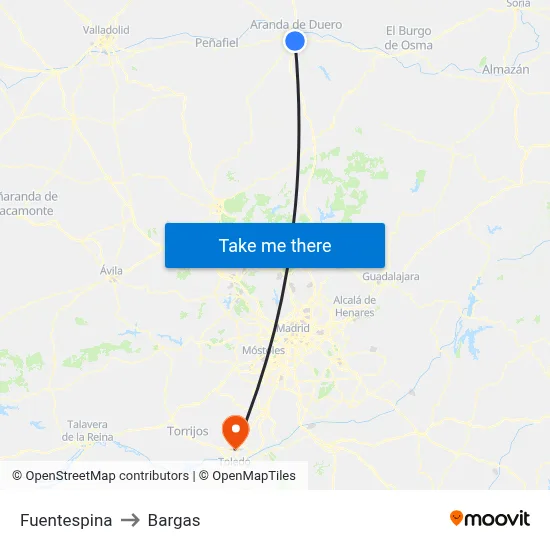 Fuentespina to Bargas map