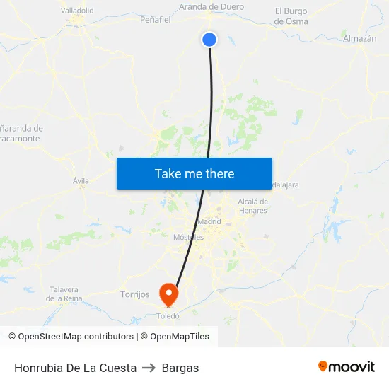 Honrubia De La Cuesta to Bargas map