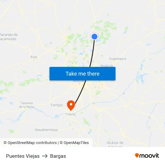 Puentes Viejas to Bargas map