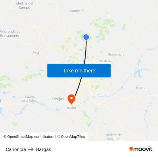 Canencia to Bargas map