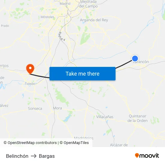 Belinchón to Bargas map