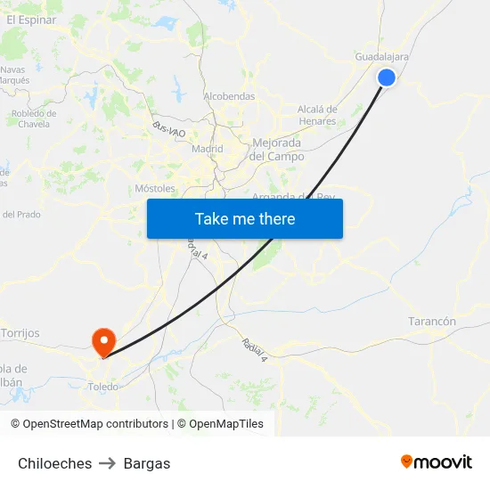Chiloeches to Bargas map