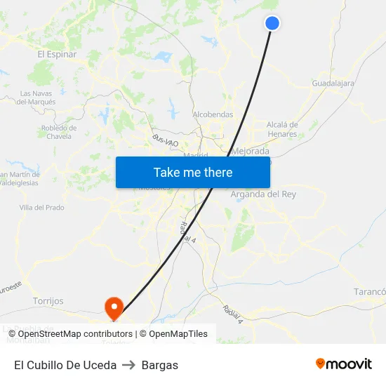 El Cubillo De Uceda to Bargas map