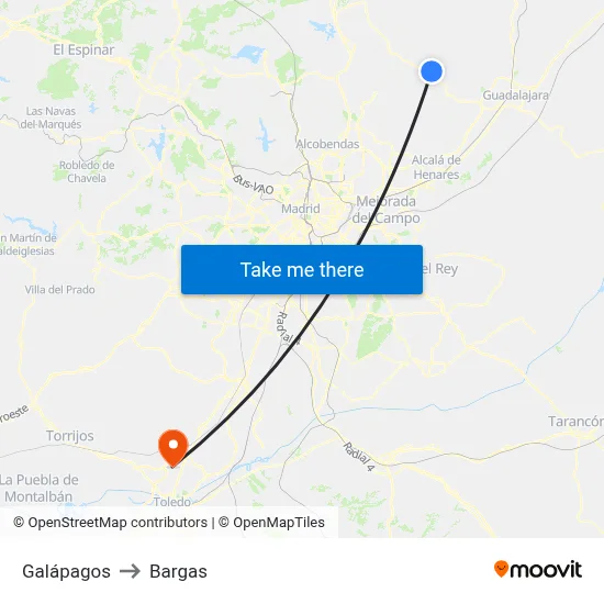 Galápagos to Bargas map