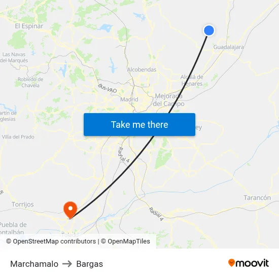 Marchamalo to Bargas map