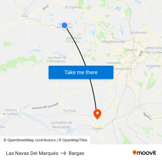 Las Navas Del Marqués to Bargas map