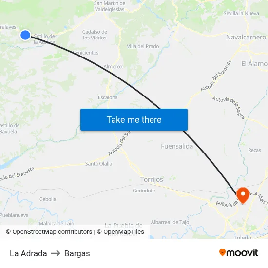 La Adrada to Bargas map