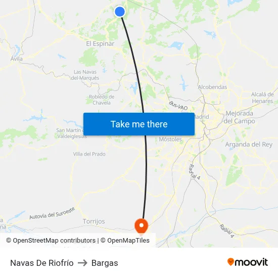 Navas De Riofrío to Bargas map