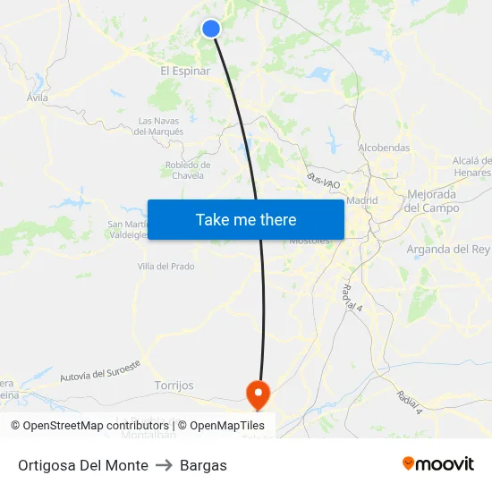 Ortigosa Del Monte to Bargas map
