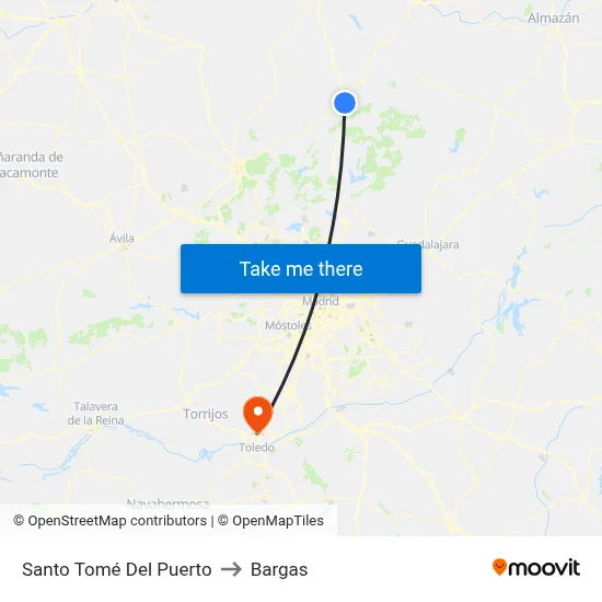 Santo Tomé Del Puerto to Bargas map