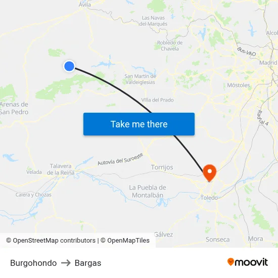 Burgohondo to Bargas map