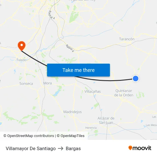 Villamayor De Santiago to Bargas map