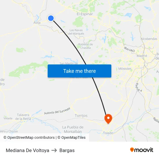 Mediana De Voltoya to Bargas map
