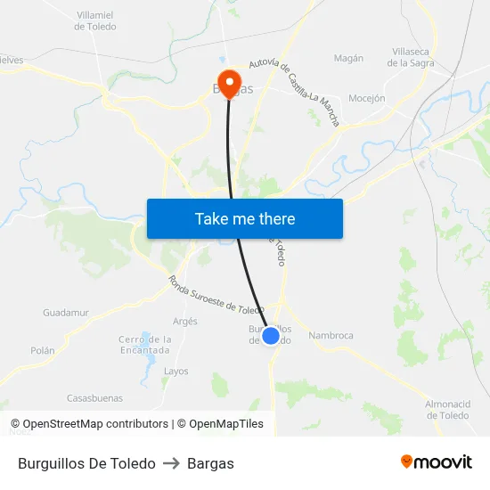Burguillos De Toledo to Bargas map