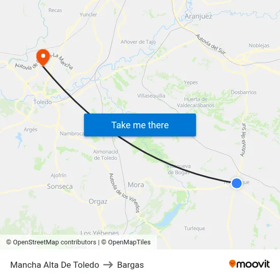 Mancha Alta De Toledo to Bargas map