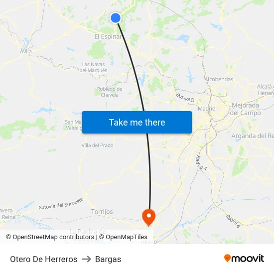 Otero De Herreros to Bargas map