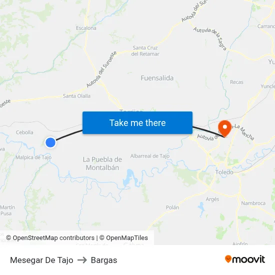 Mesegar De Tajo to Bargas map