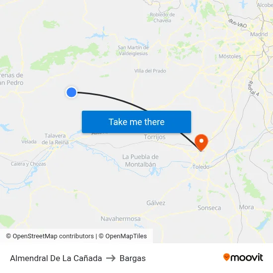 Almendral De La Cañada to Bargas map