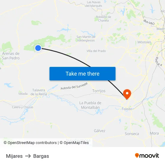 Mijares to Bargas map