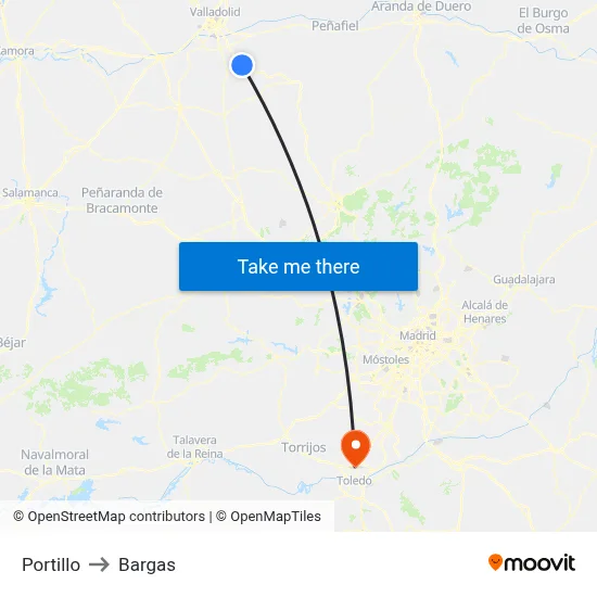 Portillo to Bargas map