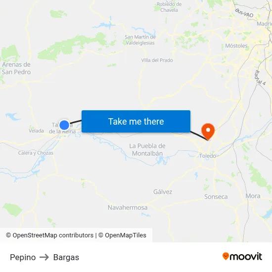 Pepino to Bargas map