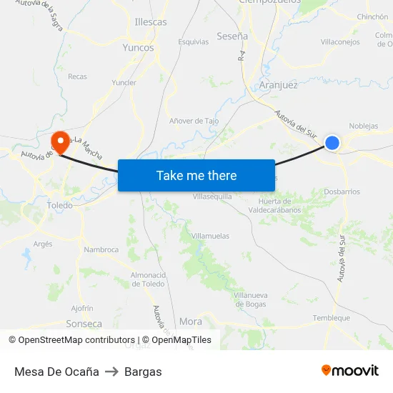 Mesa De Ocaña to Bargas map