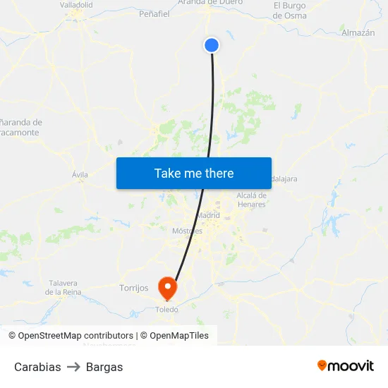 Carabias to Bargas map