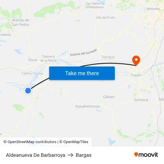 Aldeanueva De Barbarroya to Bargas map