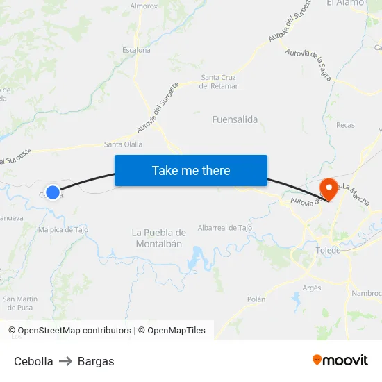 Cebolla to Bargas map